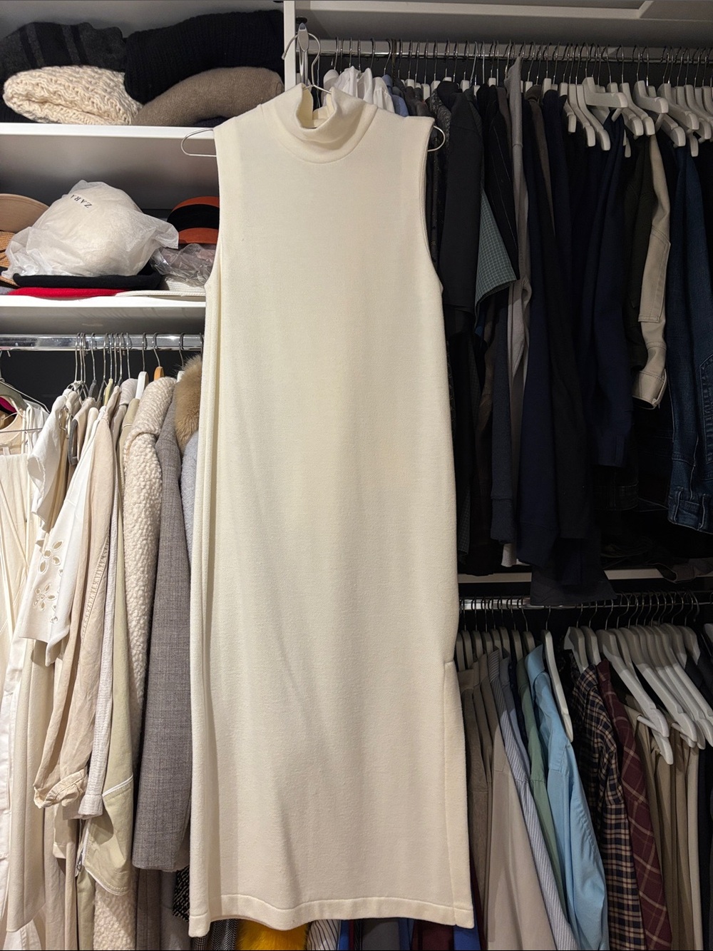Zara Cream Sleeveless Turtleneck Maxi Dress